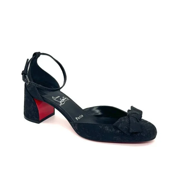 Christian Louboutin JANE BOW 55 Jacquard Marble Mary Jane Pumps Heels Shoe - Picture 11 of 16